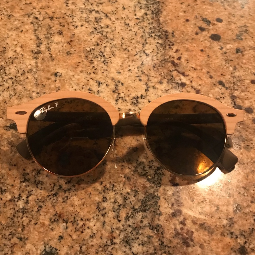 Ray Ban wood Clubround sunglasses